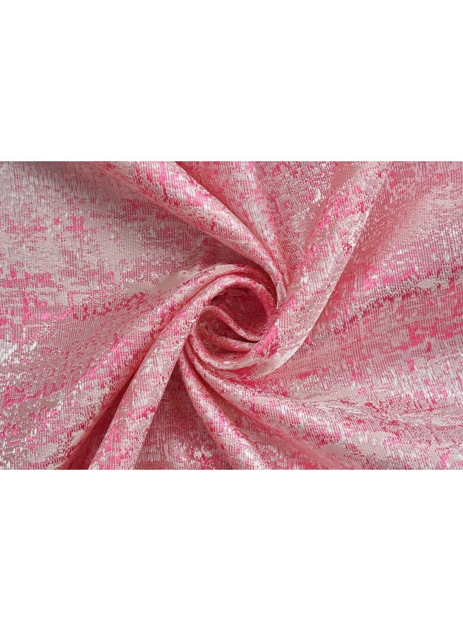 Purav Light Jacquard Door Curtain 8 Feet Long Pack of 2 Piece, Room Darkening Texture Design Rust-Free Eyelet - Pink, 2 Piece - Image 4