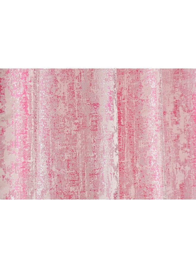 Purav Light Jacquard Door Curtain 8 Feet Long Pack of 2 Piece, Room Darkening Texture Design Rust-Free Eyelet - Pink, 2 Piece - Image 2