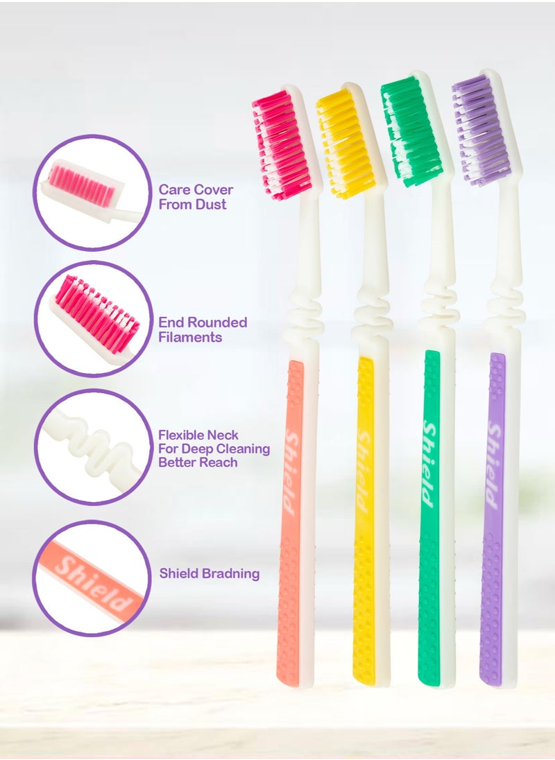 Shield Care - Shield Care Flex Manual Toothbrush Value Pack, Full Multi-Level Filaments, Soft Bristles for Deep Cleaning, Designed to Improve Gum Health, Ideal for Adults - 4 Count (Pack of 1) - Image 1