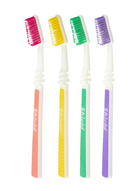 Shield Care Flex Manual Toothbrush Value Pack, Full Multi-Level Filaments, Soft Bristles for Deep Cleaning, Designed to Improve Gum Health, Ideal for Adults - 4 Count (Pack of 1)