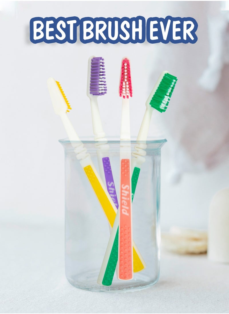 Shield Care - Shield Care Flex Manual Toothbrush Value Pack, Full Multi-Level Filaments, Soft Bristles for Deep Cleaning, Designed to Improve Gum Health, Ideal for Adults - 4 Count (Pack of 1) - Image 1