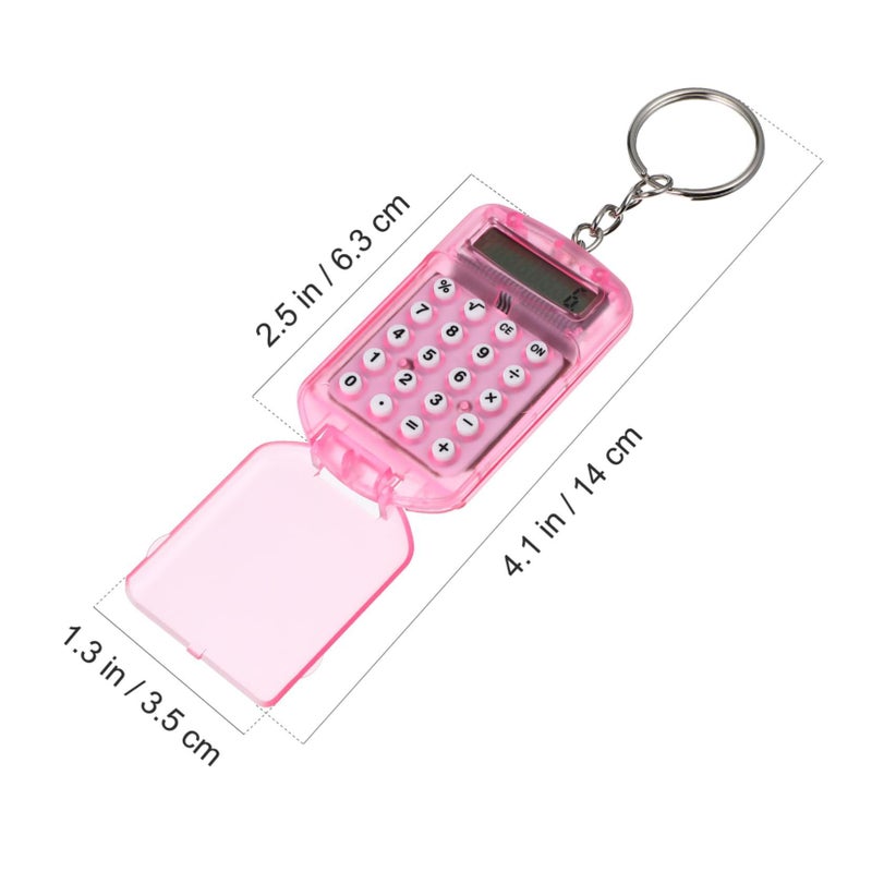 3pcs Mini Calculators Keychain For Students Office Home White Yellow Pink - Image 3