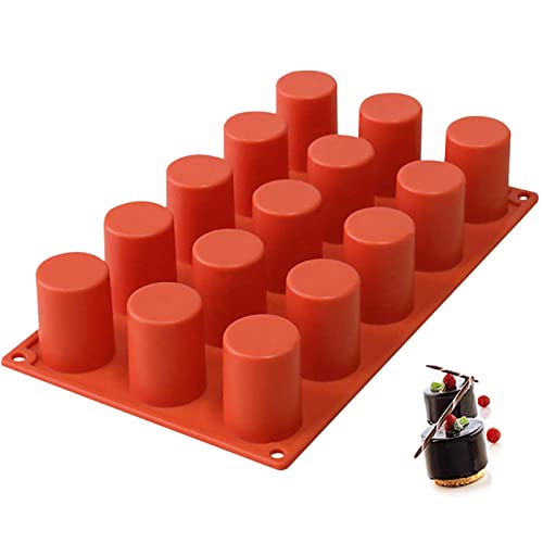 TOPYS 15 Cavities Cylindrical Fondant Silicone Mold DIY Cylinder Pastry Cupcake Jelly Mousse Pan Pudding Muffin Chocolate Making Supplies Cookie Shot Moluds For Baking - Image 1
