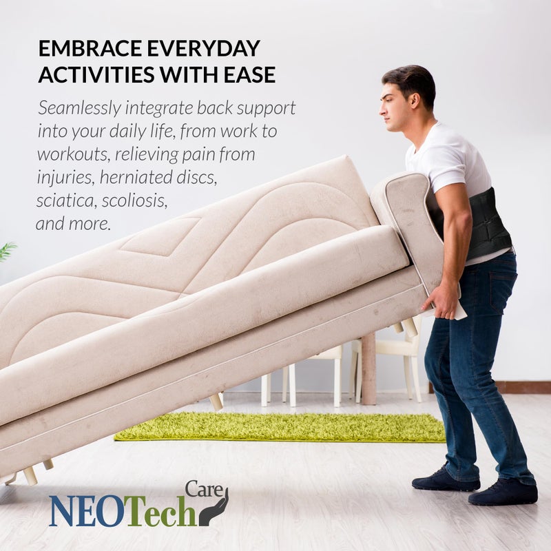 نيو تيك كير NeoTech Care دعامة قطنية مزدوجة السحب قابلة للتعديل/حزام أسفل الظهر (أسود مقاس M) - Image 5