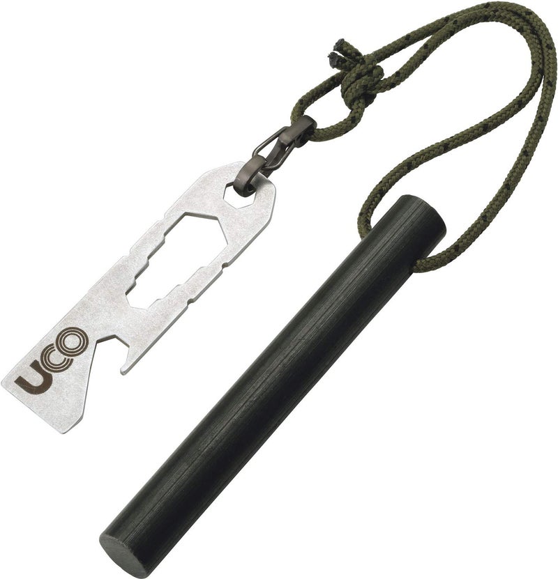 UCO Titan Fire striker Ferro Rod Fire Starting Survival Tool with Tether and Multitool, 20,000+ Strikes - Image 1
