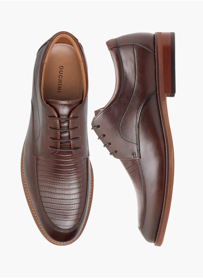 DUCHINI Men's Textured Derby Shoes with Lace-Up Closure  - Image 1
