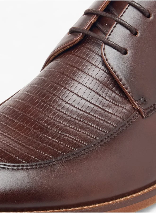 DUCHINI Men's Textured Derby Shoes with Lace-Up Closure