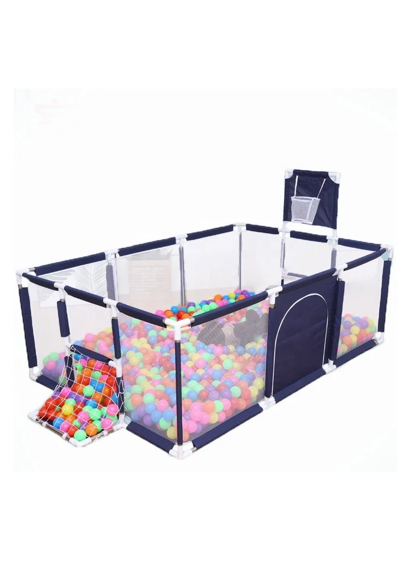 Pikkaboo Happy Game Fence Baby Playpen with Basketball Hoop & 30 Free balls-Navy - Image 2