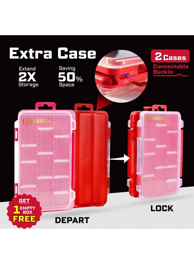 Geinxurn Small Flat Storage Parts Organizer, 2Pcs Red Portable Transparent Plastic Small Parts Tool Box with Removable Dividers, Screwdriver Bit Cases Storage(2 Pieces) - Image 4