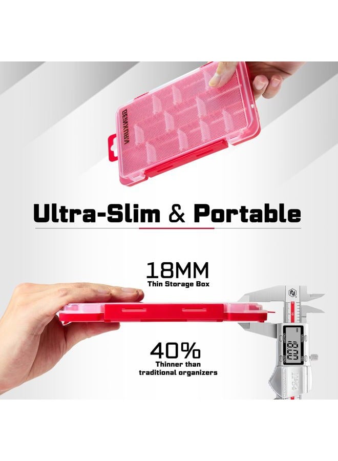 Geinxurn Small Flat Storage Parts Organizer, 2Pcs Red Portable Transparent Plastic Small Parts Tool Box with Removable Dividers, Screwdriver Bit Cases Storage(2 Pieces) - Image 5