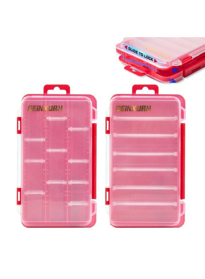 Geinxurn Small Flat Storage Parts Organizer, 2Pcs Red Portable Transparent Plastic Small Parts Tool Box with Removable Dividers, Screwdriver Bit Cases Storage(2 Pieces) - Image 1