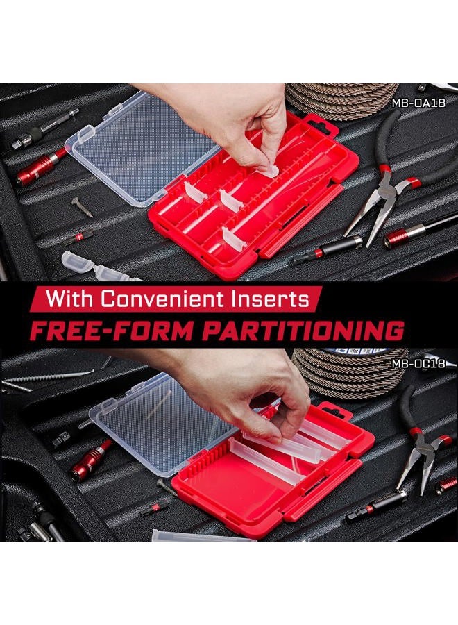 Geinxurn Small Flat Storage Parts Organizer, 2Pcs Red Portable Transparent Plastic Small Parts Tool Box with Removable Dividers, Screwdriver Bit Cases Storage(2 Pieces) - Image 3