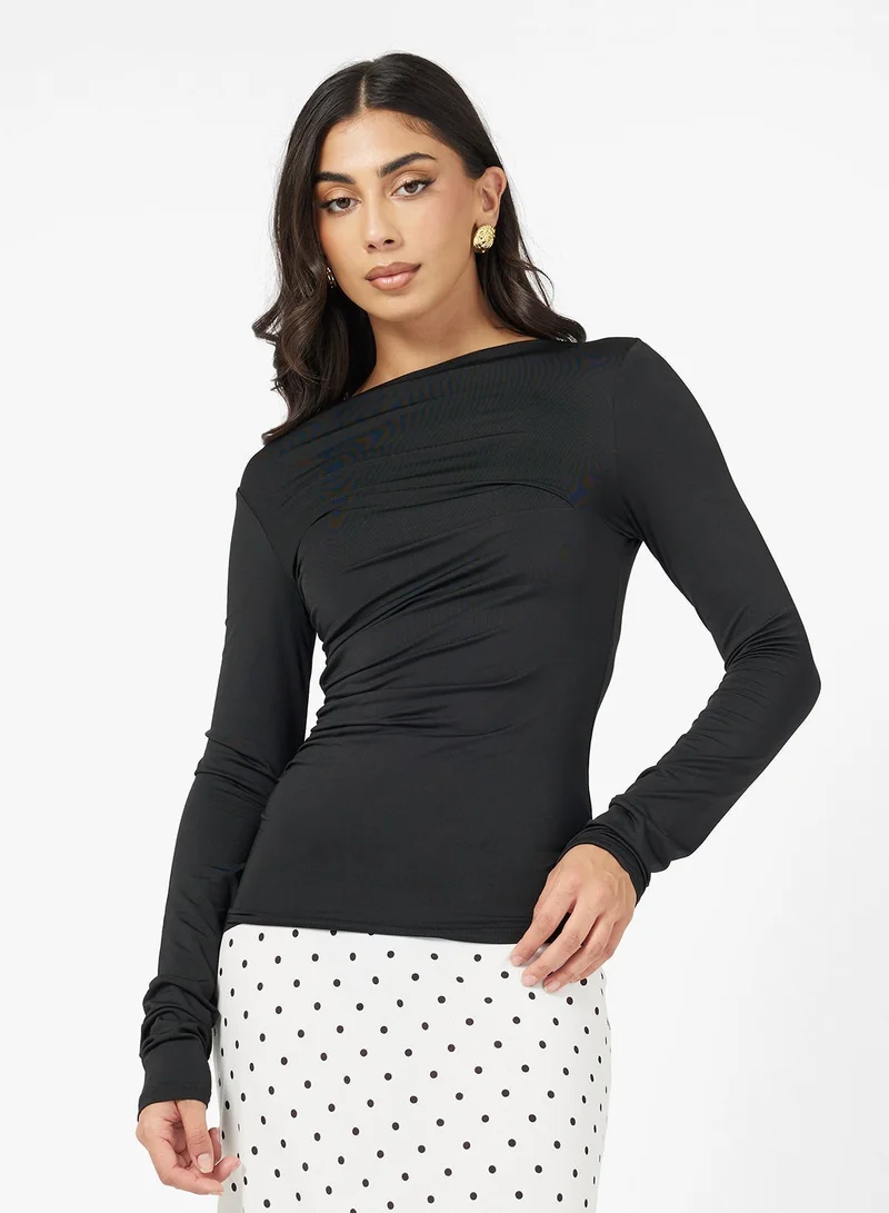 ELLA Fitted Top With Asymmetric  Neck