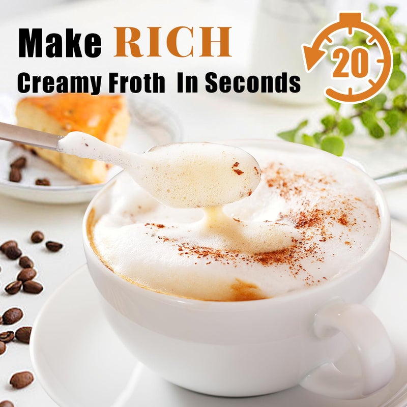 Nahida Cement Gray Milk Frother Wand for Coffee, Frother Handheld Rechargeable Electric Whisk with 3 Heads 3 Speeds Drink Mixer Coffee Frother Foam Maker For Latte, Cappuccino, Hot Chocolate, Egg - Image 4