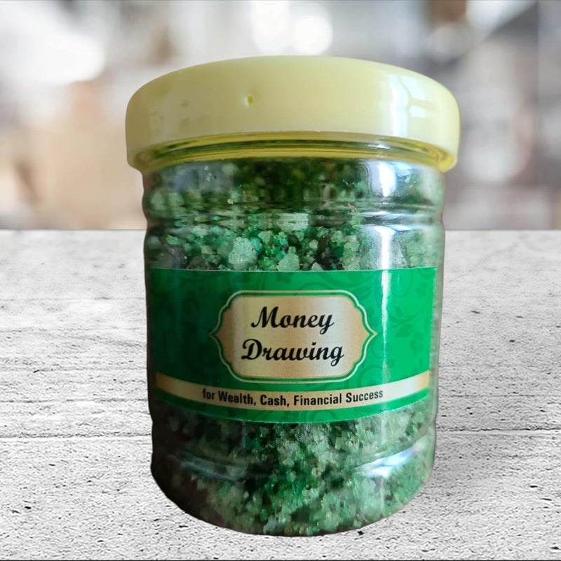 Merlins Money Drawing Energized Ritual Bath Salt  Money Magnet Salt Pet Jar Qty1200gms - Image 1