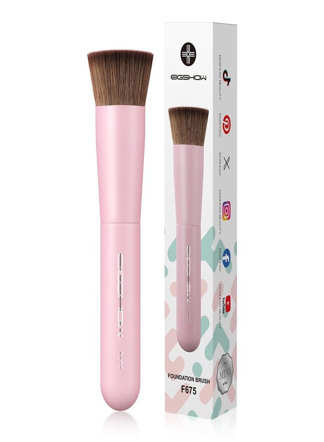 EIGSHOW Foundation Brush, Pocket Flat Top Kabuki Makeup Brush (F675-Pink) - Image 1