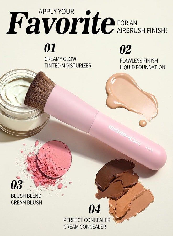 EIGSHOW Foundation Brush, Pocket Flat Top Kabuki Makeup Brush (F675-Pink) - Image 5