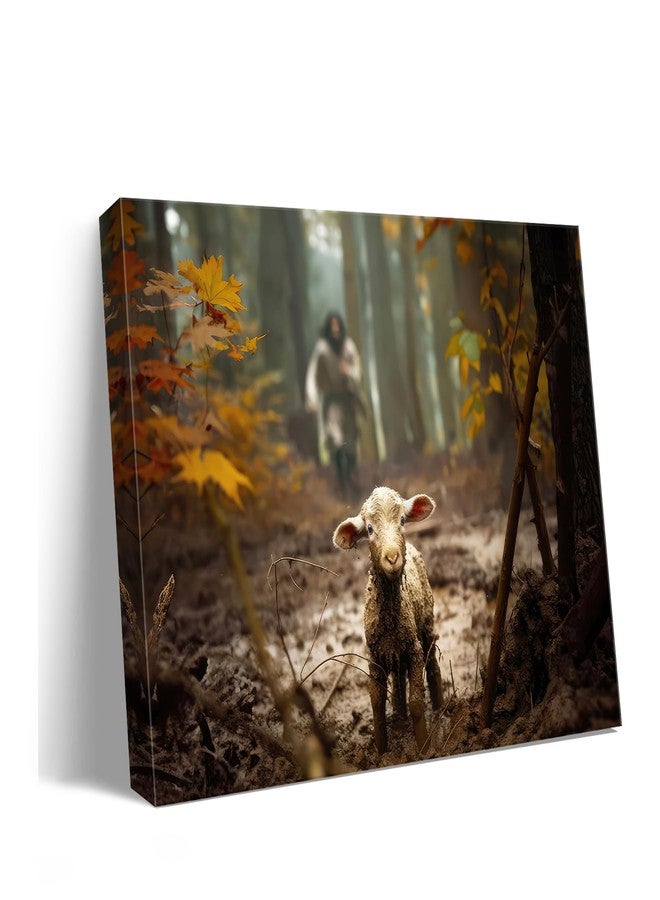 Ploceiny Baptism gifts for boys or girl wall decor, christian gifts for women & men, Jesus and Lamb Canvas poster Jesus Running After Lost Lamb Picture for prayer room Posters religious gifts serenity prayer - Image 1