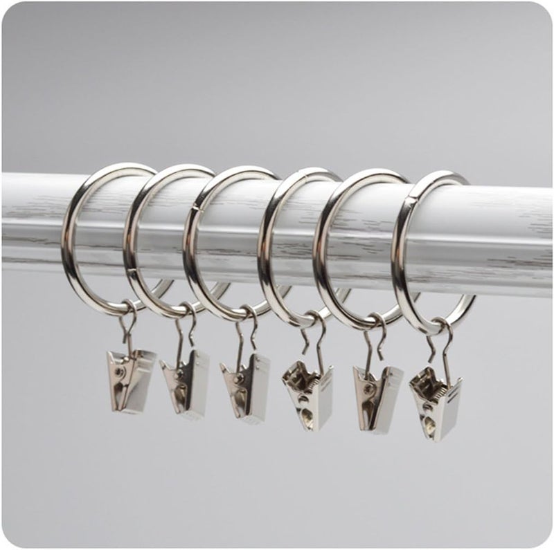 SeeRaphee 20PCS Silver Metal Hanging Window Curtains Rings with Clips Inch Interior Diameter 38mm/1.5 Inch Electroplating Processing - Image 5