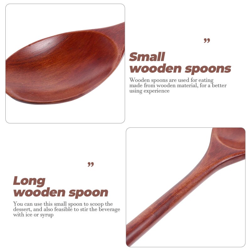 Natural Wooden Soup Spoons Set 5 Pieces 23cm Japanese Style Kitchen Utensils - Image 4