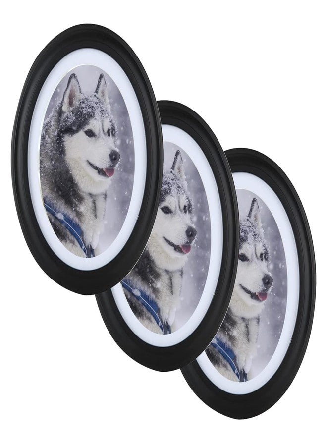 GRRONZEE 3 Pack Oval Picture Frame 5x7 Black Oval Photo Frames, 5 by 7 Wall Picture Frame Photo Frame for Home Decor, Photo Gallery - Image 1