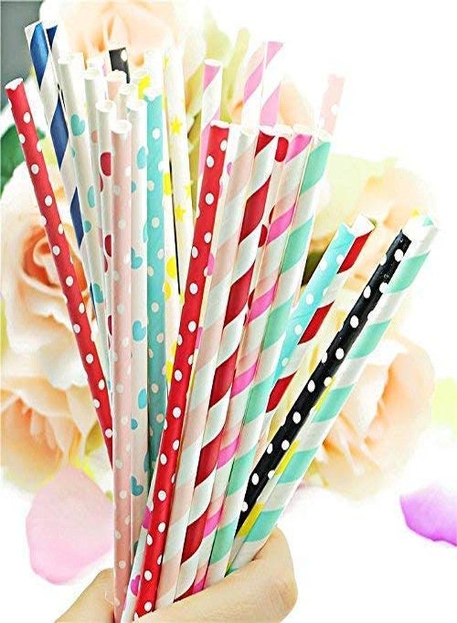 AmigozZ Made in India Biodegradable Paper Drinking Straws Pack of 100pcs with 6mm Diameter for Juices, Shakes, Smoothies, Party Supplies Decorations (Random Colours and Designs) - Image 1