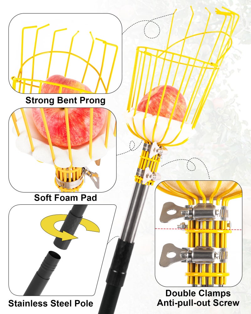 BlumeTrec 6.5FT Fruit Picker with Basket, Apple Picking Tool 35â€“77 Inch Adjustable Pole, Long-Handle Mango Grabber, Tree Fruit Catcher for Harvesting Lemon Pear Orange Avocado Peach Citrus Grapefruit - Image 5