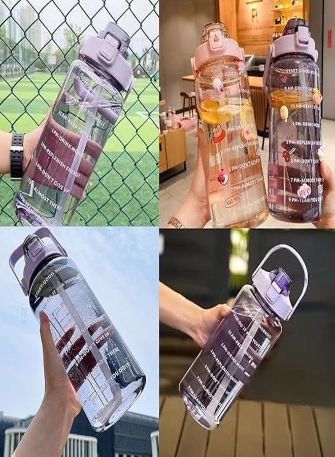 Scribify 2 L Capacity Belt Straw Transparent Motivational Water Bottles|Time Marker Leak Proof&Break-Proof|Best Usage For Office/School/Gym/Travel Bottle|Bpa-Free Fitness Sports Bottle (multicolour) - Image 5