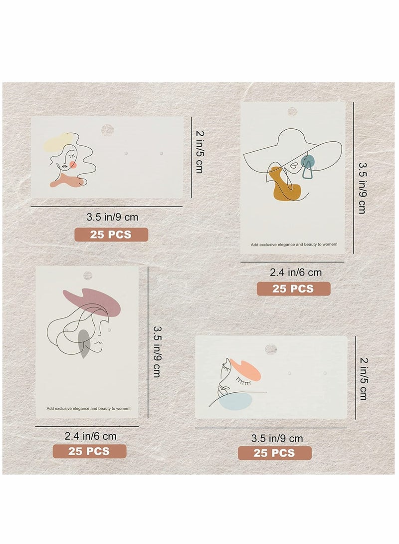 SYOSI Earring Holder Cards, Earring Display Holder Cards set for Earrings Necklace Jewelry Display and Packaging, 4 Patterns, Total 100 Pcs Earring Cards and Self- Sealing Bags - Image 2