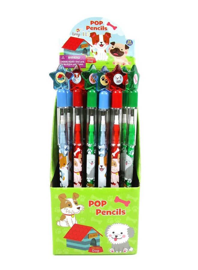 TINYMILLS 24 Pcs Dogs and Puppies Multi Point Stackable Push Pencil Assortment with Eraser for Dog Birthday Party Favor Prize Carnival Goodie Bag Stuffers Classroom Rewards Pinata Fillers - Image 2