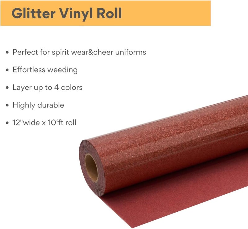 FANSGUAR Orange Glitter HTV Roll -12" x10ft Iron on Heat Transfer Vinyl for DIY Shirts Gifts - Image 2