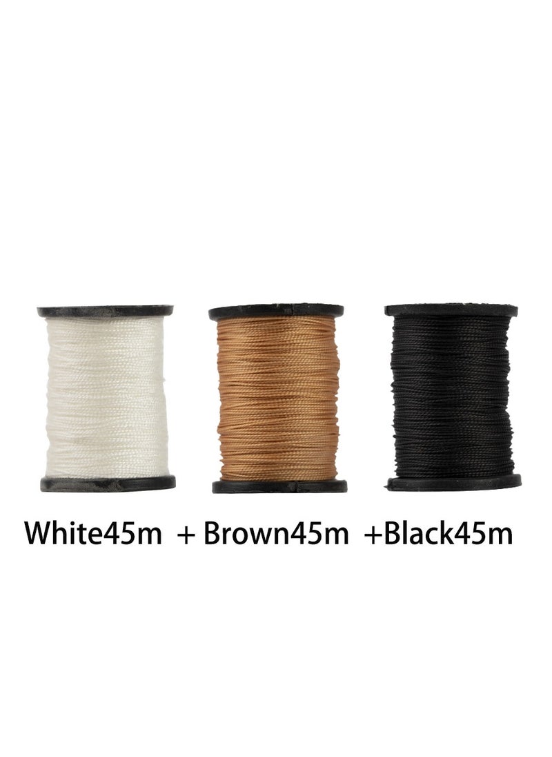 Canvas leather sewing aper needle set, copper handle + 6 kinds of needles + three-color long thread 135 meters + 2 thimble needles + needle box, handmade leather shoes and bags repair and DIY good helper