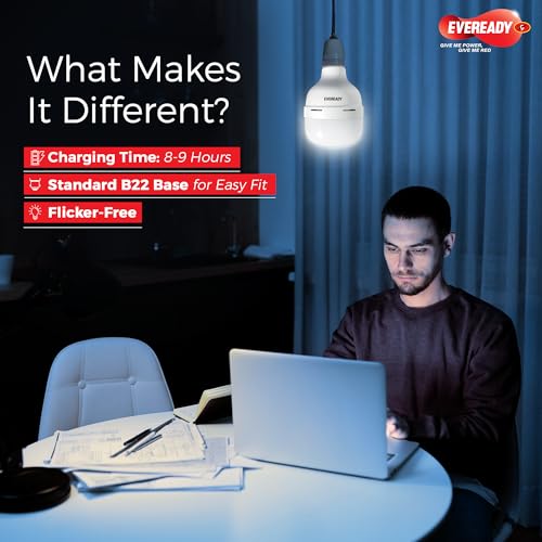 Eveready 30W Emergency Inverter LED Bulb, Cool Day Light (6500K), Rechargeable Bulb with 3 Hours Backup, Ideal for Powercuts, Energy Efficient, B22 Base, Pack of 1 - Image 4