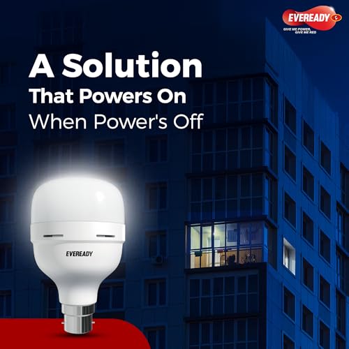 Eveready 30W Emergency Inverter LED Bulb, Cool Day Light (6500K), Rechargeable Bulb with 3 Hours Backup, Ideal for Powercuts, Energy Efficient, B22 Base, Pack of 1 - Image 3