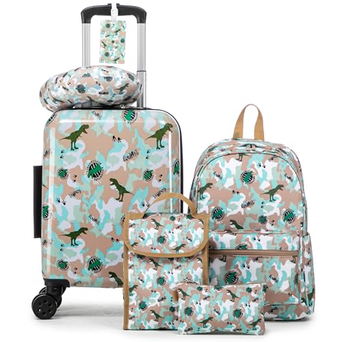 Rosamo Kid’s Luggage Set 6 Piece Suitcase Set 16’’ Hardside Luggage with Spinner Wheels Girls Boys Carry on Luggage Travel Rolling Luggage Airline Approved - Image 1