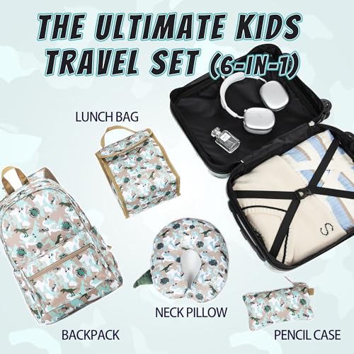 Rosamo Kid’s Luggage Set 6 Piece Suitcase Set 16’’ Hardside Luggage with Spinner Wheels Girls Boys Carry on Luggage Travel Rolling Luggage Airline Approved - Image 4