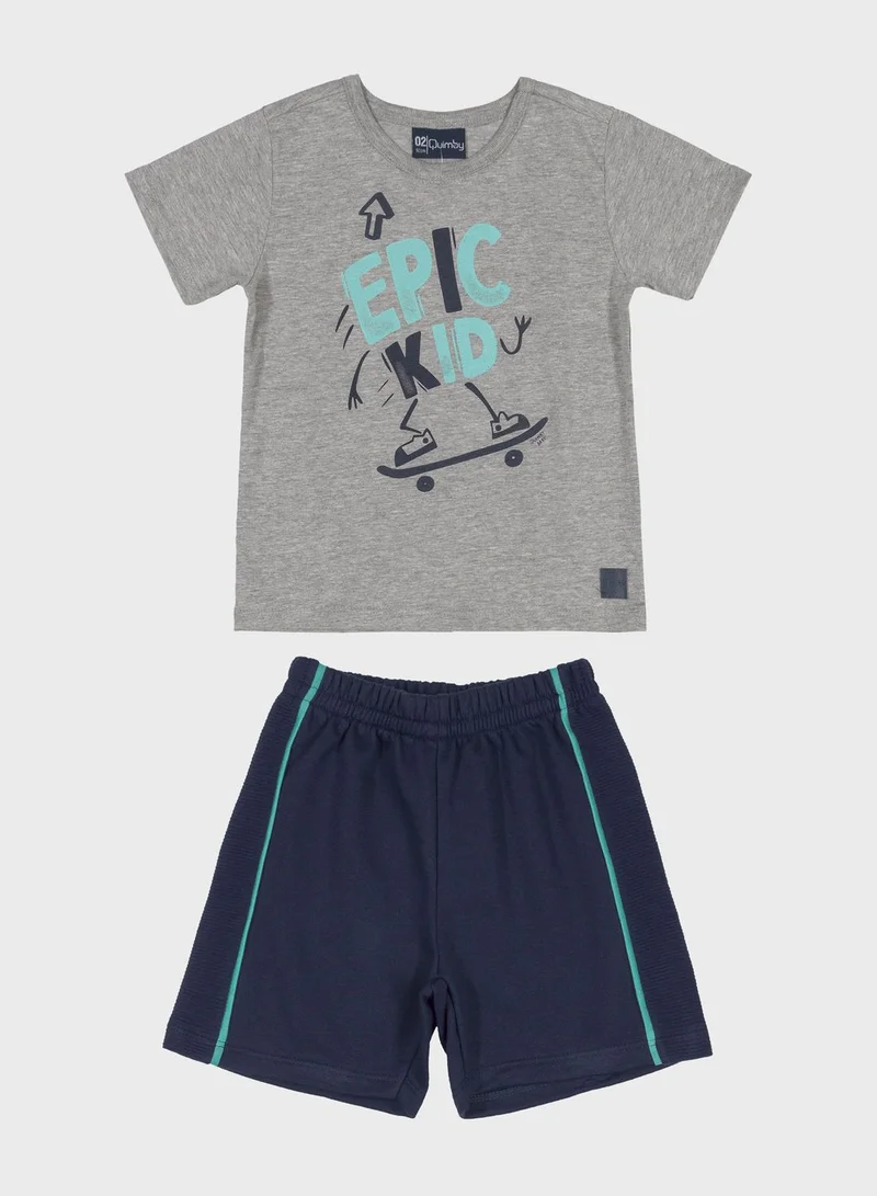 Quimby Infant Printed Causal Short Set