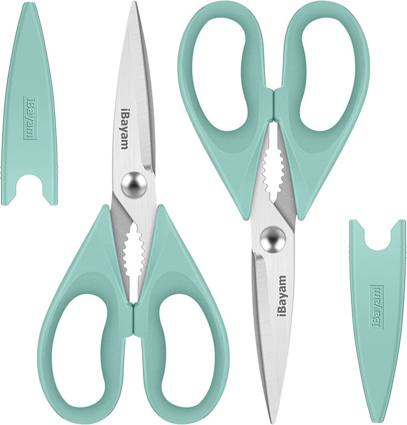 iBayam Kitchen Shears, iBayam Kitchen Scissors Heavy Duty Meat Scissors Poultry Shears, Dishwasher Safe Food Cooking Scissor All Purpose Stainless Steel Utility Scissor, 2-Pack (Aqua Sky) - Image 1