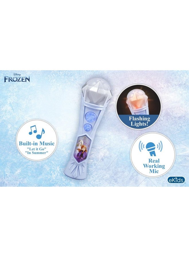eKids Frozen Sing Along Microphone Toy For Kids With Built-In Music And Flashing Lights, Designed For Fans Of Frozen Toys - Image 2