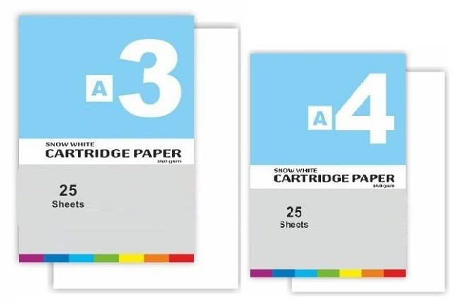FIRST CLICK A3 & A4 Cartridge Paper Watercolor Paper 50 Sheets(25 Sheets A3, 25 Sheets A4 Size) 140 GSM - Image 1