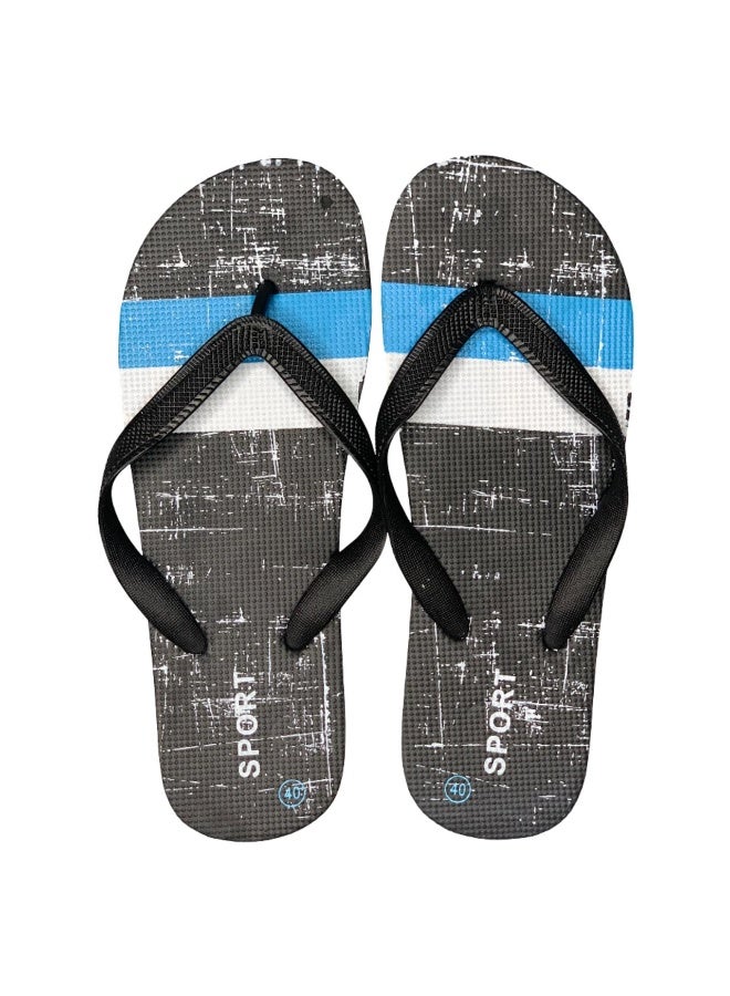 Influence Germany Men's Sport Flip-Flops – Black Base with White & Blue Stripes - Image 1