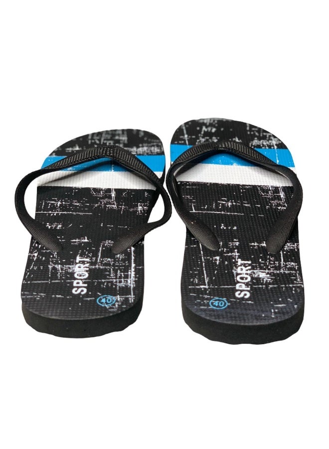 Influence Germany Men's Sport Flip-Flops – Black Base with White & Blue Stripes - Image 2