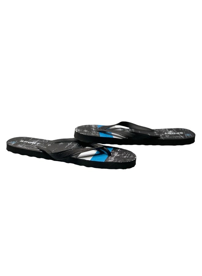 Influence Germany Men's Sport Flip-Flops – Black Base with White & Blue Stripes - Image 4