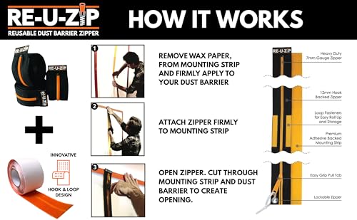 RE-U-ZIP® Reusable Dust Barrier Zipper | Fail-Safe™, Replaceable & Lockable | Cost-Effective for Single or Repeated Use | Starter KIT - Image 5