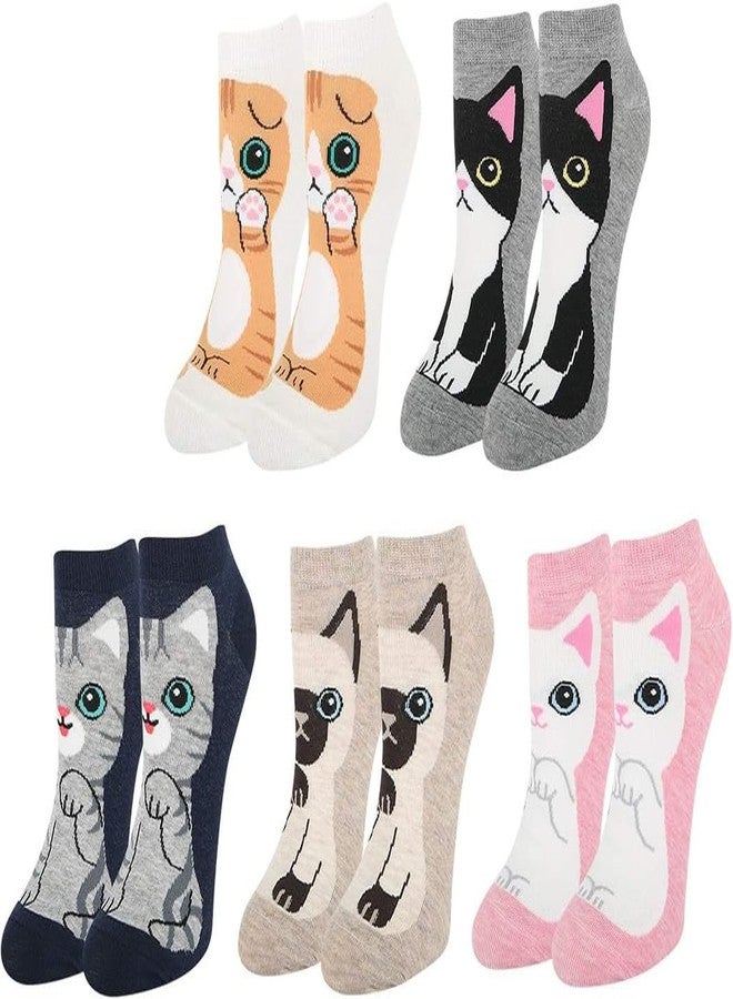 YANWENX Cute Ankle Socks for Women Girls Novelty Patterned Low Cut Socks Funny Colorful Designed Summer Short Socks Pack Of 5 - Image 1
