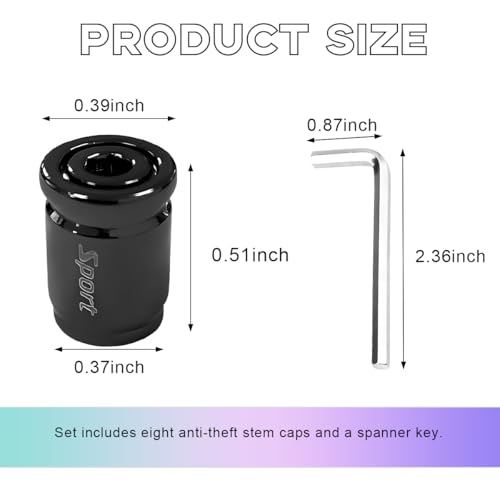Yourkar 8 PCS Locking Car Tire Valve Stems Caps, Dustproof Auto Tire Valve Stem Cover with Rubber Seal, Anti-Theft Tyre Air Stems Cover for Cars, SUVs, Bicycles, Car Accessories (Black) - Image 2
