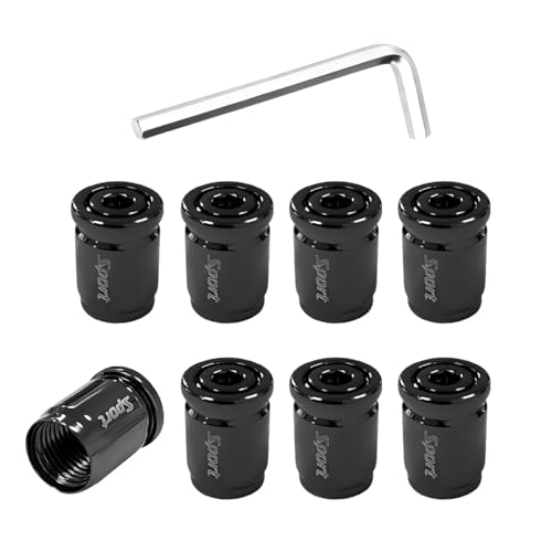 Yourkar 8 PCS Locking Car Tire Valve Stems Caps, Dustproof Auto Tire Valve Stem Cover with Rubber Seal, Anti-Theft Tyre Air Stems Cover for Cars, SUVs, Bicycles, Car Accessories (Black) - Image 1