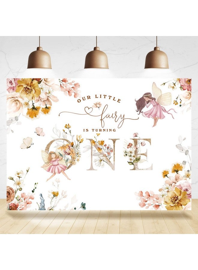 Rsuuinu Floral Fairy 1St Birthday Backdrop For Photography Flowers Fairy Tale Tea Wonderland Princess Girl Happy First Birthday Party Background Decoration Banner Supplies Photo Booth Props 7X5Ft - Image 2