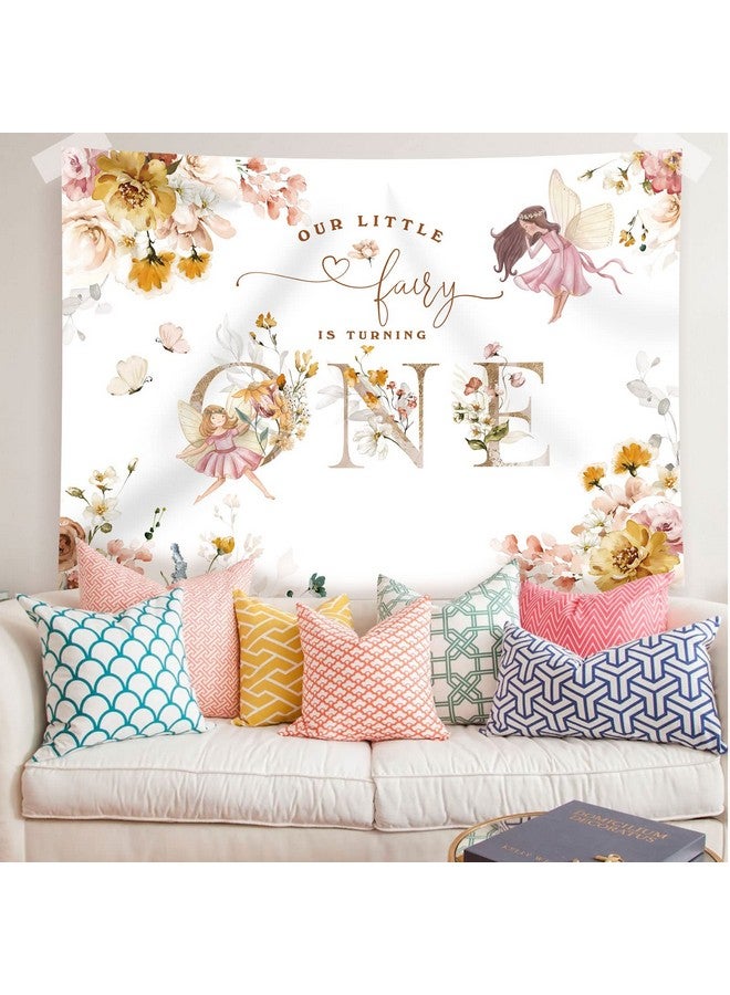 Rsuuinu Floral Fairy 1St Birthday Backdrop For Photography Flowers Fairy Tale Tea Wonderland Princess Girl Happy First Birthday Party Background Decoration Banner Supplies Photo Booth Props 7X5Ft - Image 5