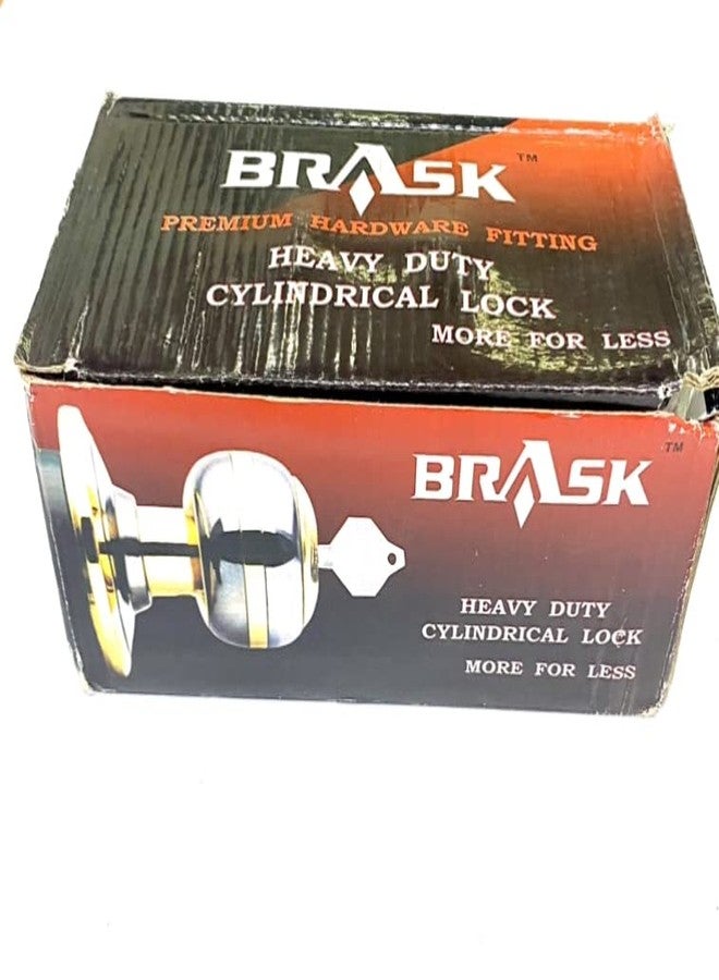 BRASK High Security Cylindrical Lock Set - Tubular Lock Set Door Lock SS-304 with 3 Round Computer Keys (Silver Two Tone) - Image 4
